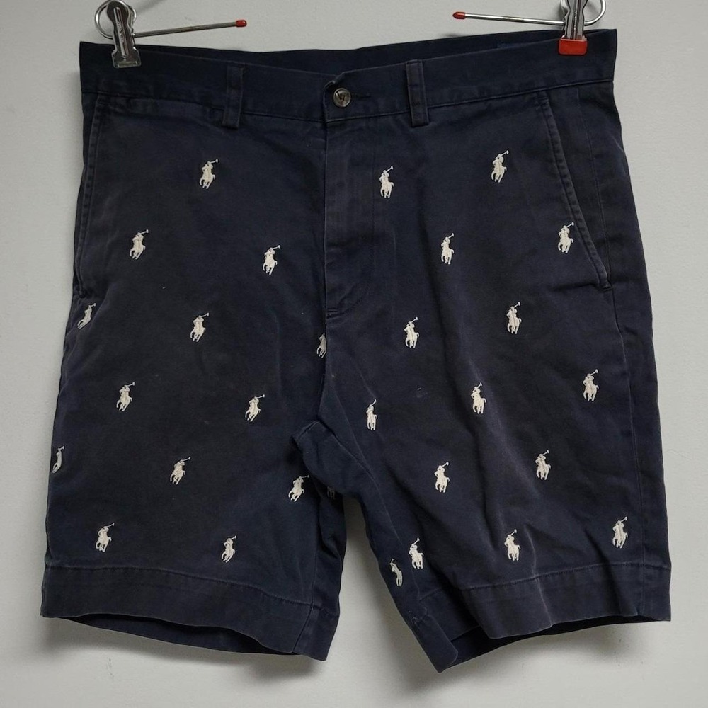 Polo Ralph Lauren Shorts Mens 31 Navy Blue Golf  Pony All Over